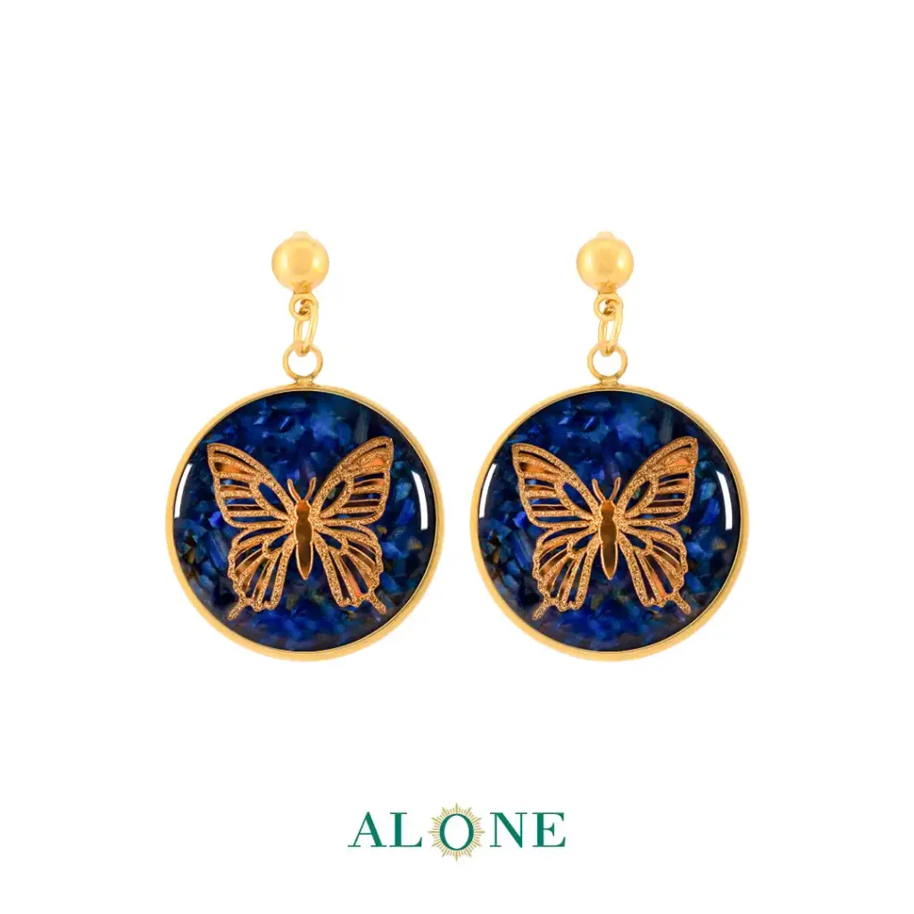 Butterfly Navy Tiger Earrings
